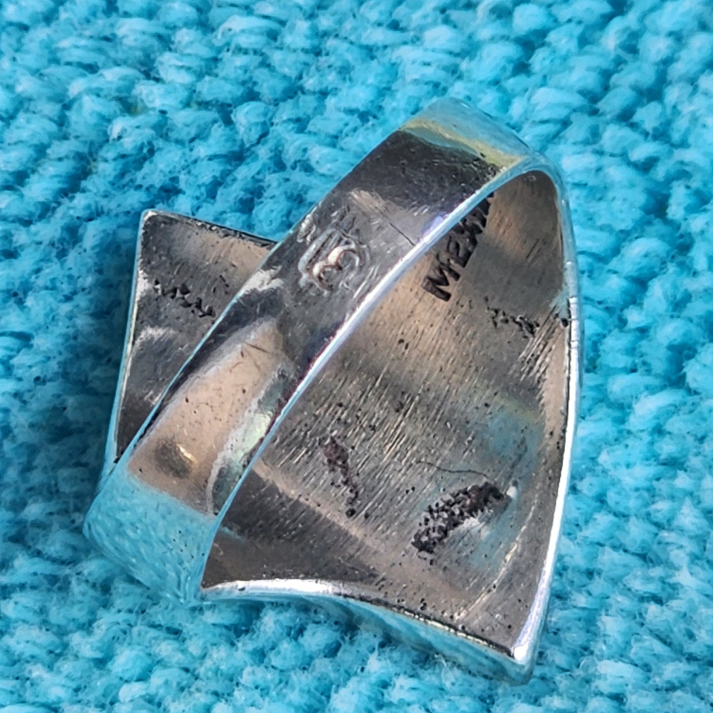 Mexico Sterling silver inlay onyx lapis malachite ring size 8 5
