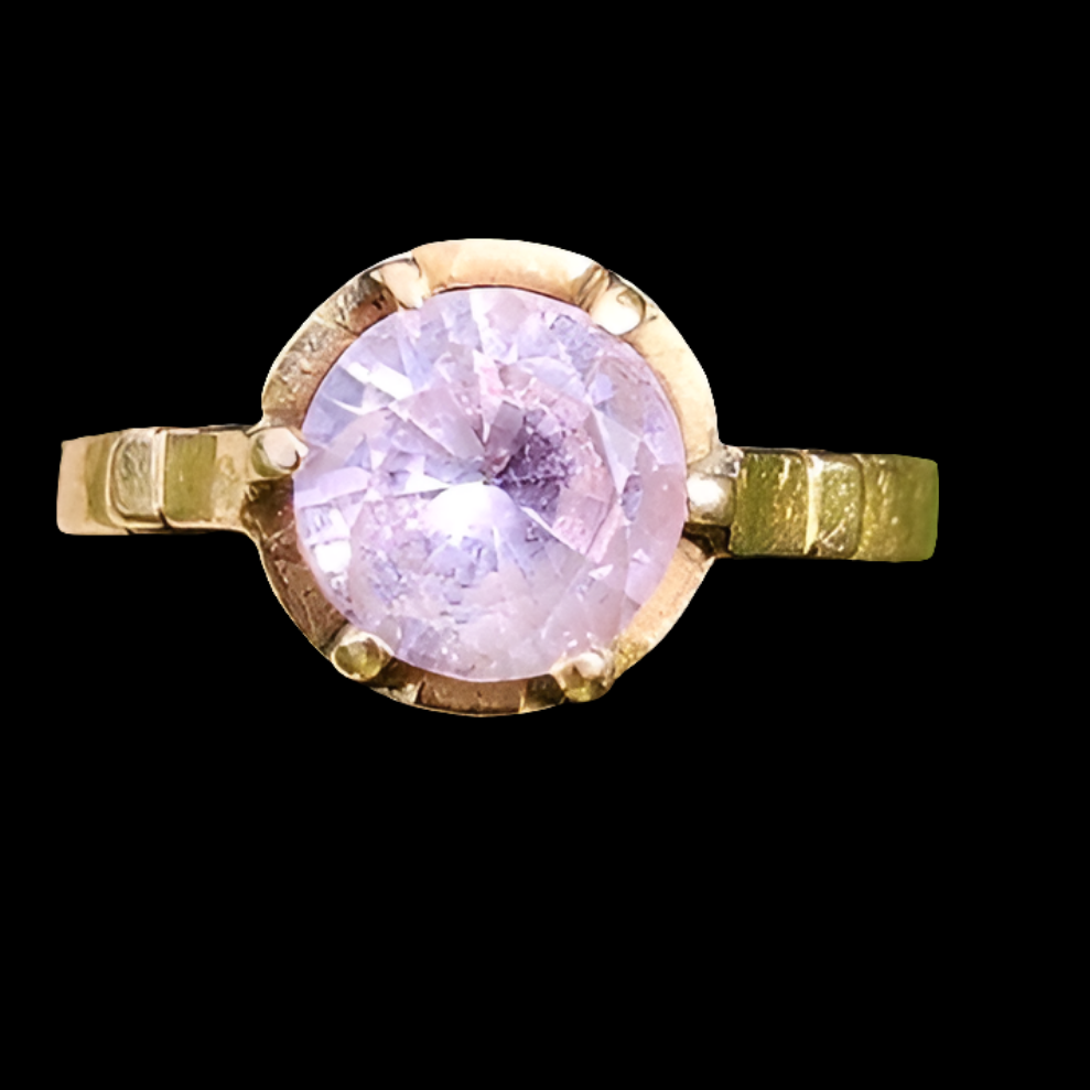 Antique 14k karat yellow gold ring with pink stone size 5.75