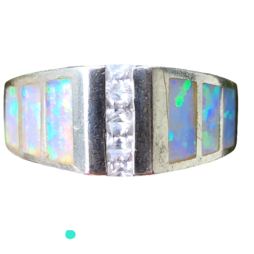 Sterling silver opal ring size 8 fine jewelry wedding band engagement