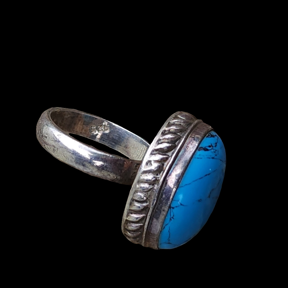Size 7 sterling silver ring with blue stone Southwest Style