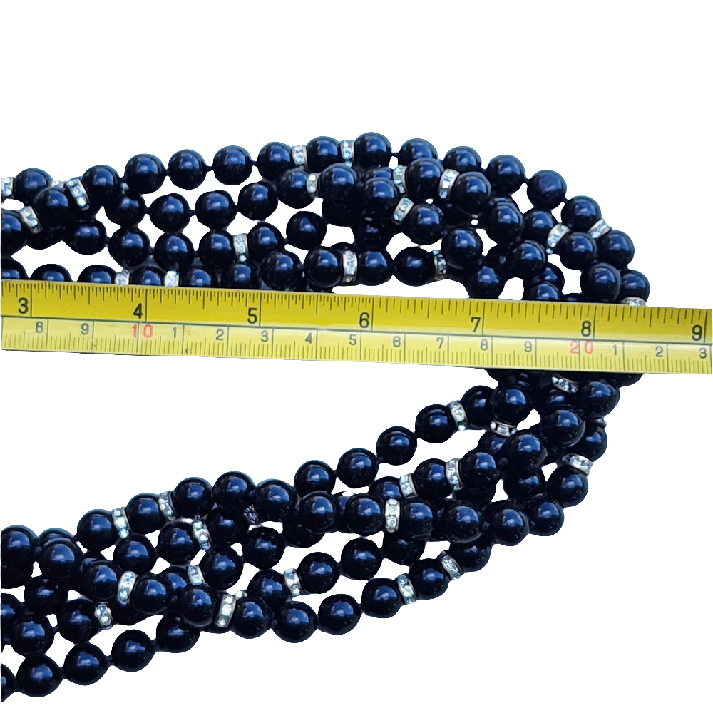 5 strand Black Onyx rhinestone fashion statement jewelry Necklace