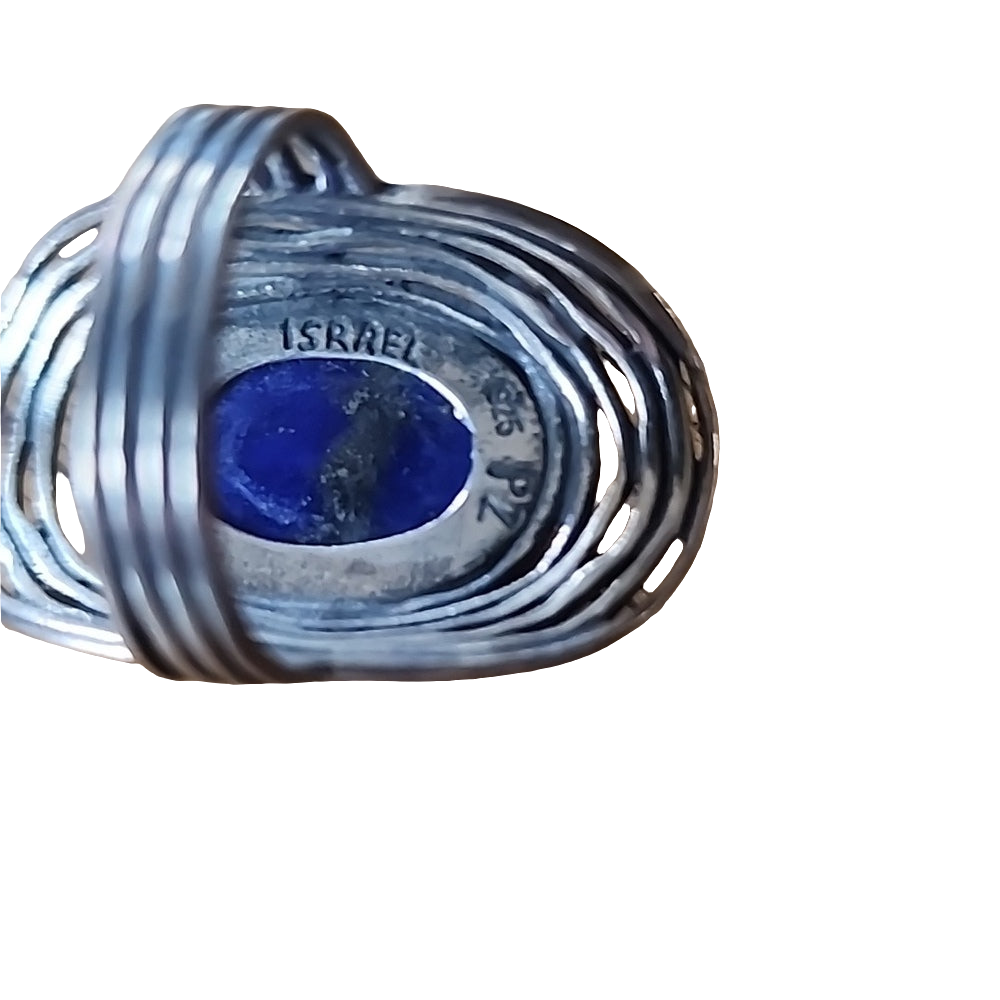 PZ israel Sterling silver ring chunky blue stone ring size 9.75 fine jewelry