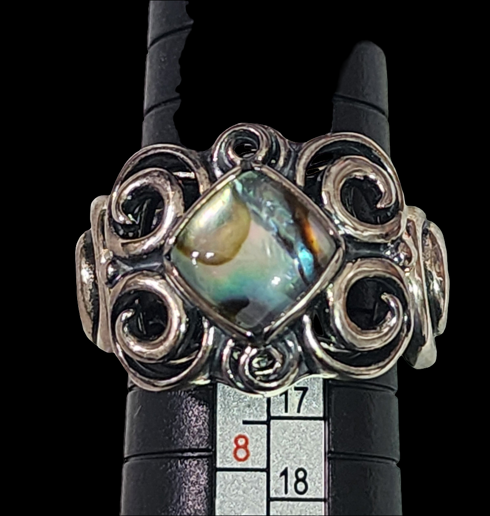 Relios Carolyn Pollack Sterling silver ring with abalone size 7