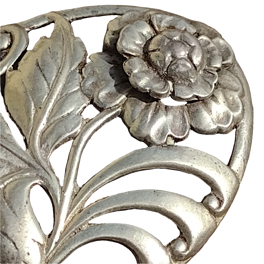 Antique sterling silver flower brooch pin floral statement mens brooch trend