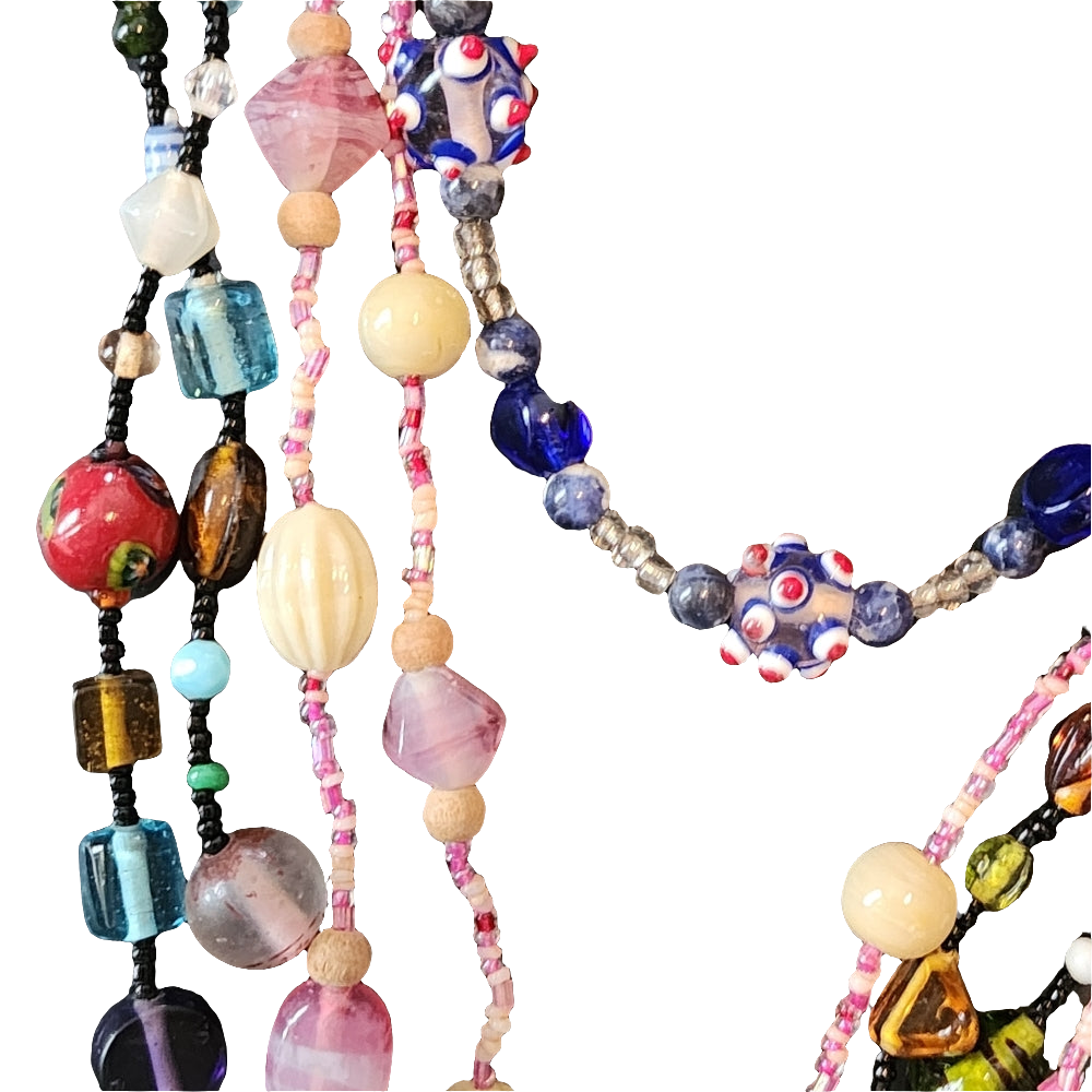 Vintage lot of three glass beaded necklaces art glass costume jewelry