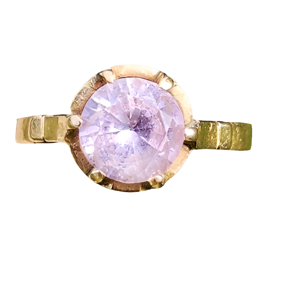 Antique 14k karat yellow gold ring with pink stone size 5.75
