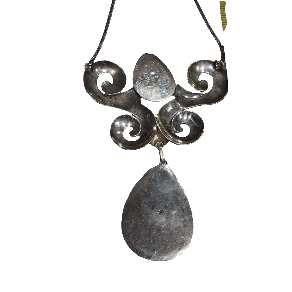 One of a Kind handmade sterling silver large Larimar necklace