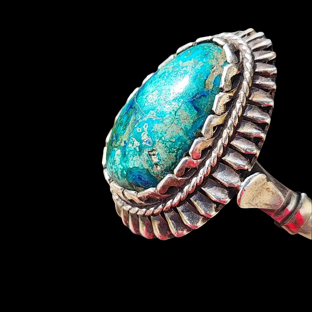 Vintage sterling silver Native American turquoise ring size 7 Robin egg blue