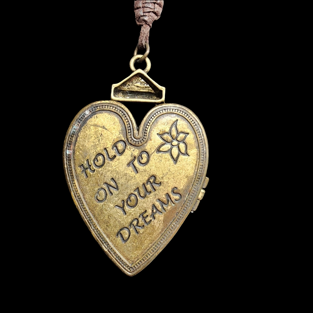 Huge red brass heart locket pendant necklace costume fashion jewelry