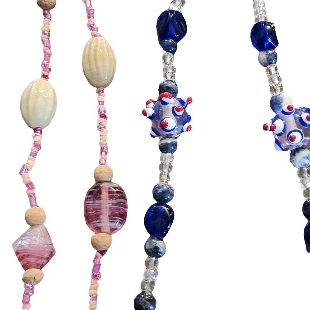 Vintage lot of three glass beaded necklaces art glass costume jewelry
