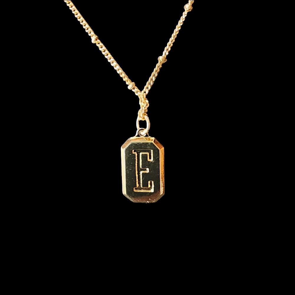 Fashion monogrammed Letter E initial gold tone layer necklace made with love