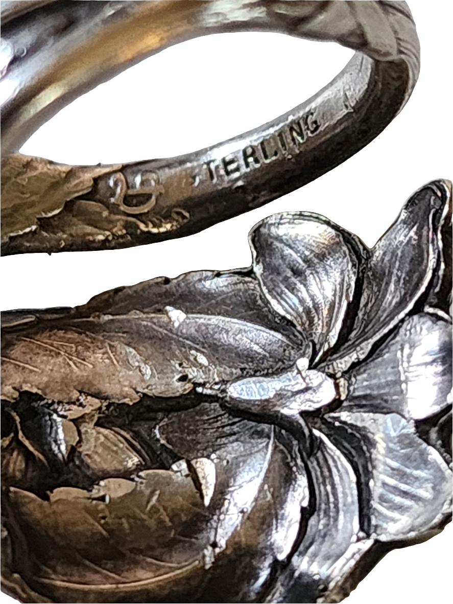Sterling Silver Flower spoon ring size 9.5