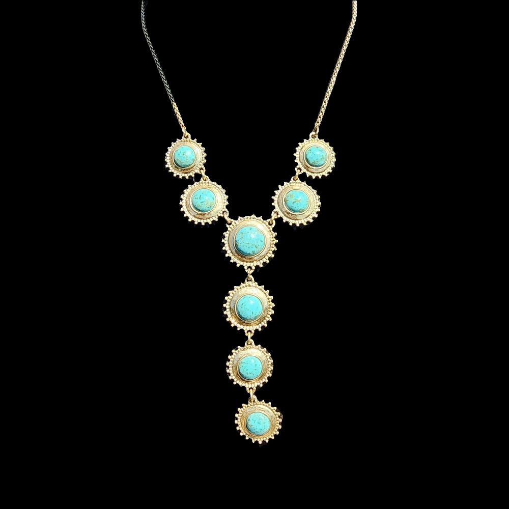 Bundle lot 2 Lucky Brand necklaces bib & faux turquoise drop necklace jewelry