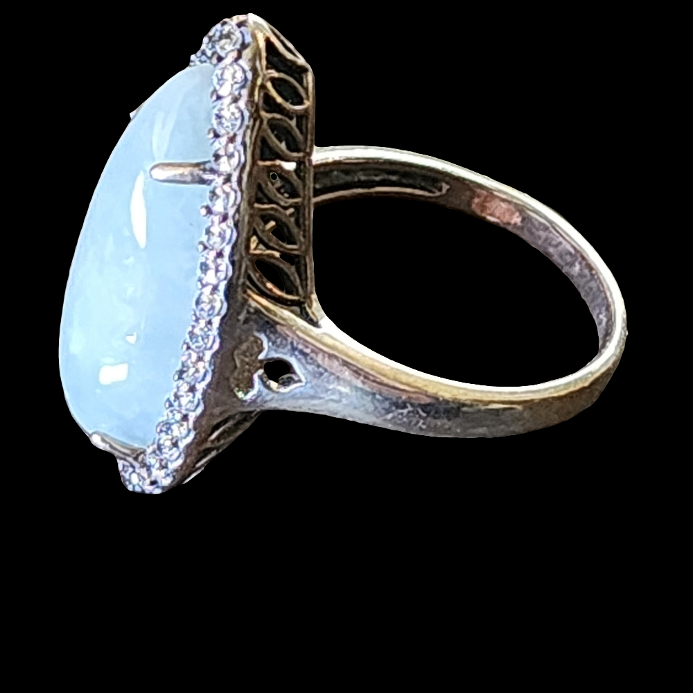 Sterling silver Light green jade ring designed by Jade of Yesteryear size 9