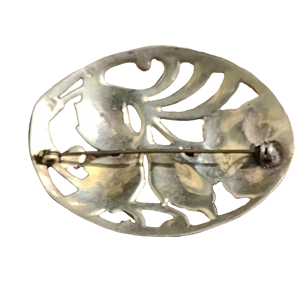 Antique sterling silver flower brooch pin floral statement mens brooch trend