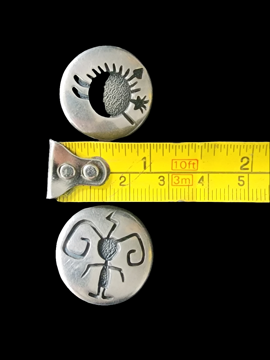 Sterling silver native american motif mix match clip on earrings by Walt Doran
