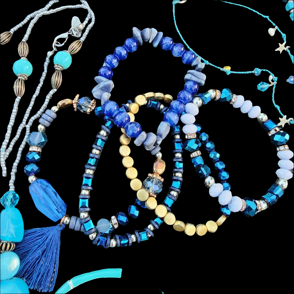 Bundle lot Turquoise Blue colors mixed media bracelets Necklaces Angel earrings