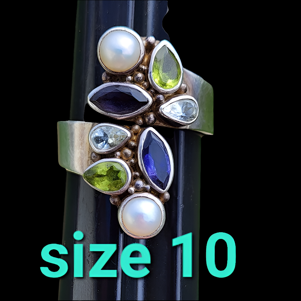 Sterling silver multi gem ring by Sajen size 10