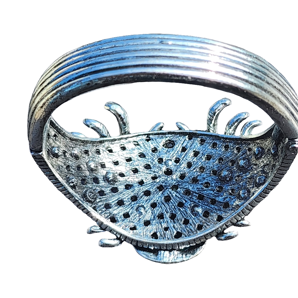 Rhinestone spider hinged bracelet costume fashion jewelry Halloween silver tone