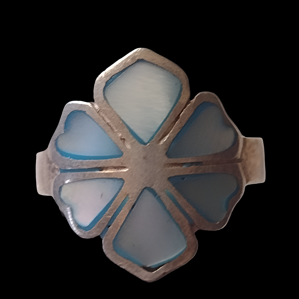 Mother of pearl Sterling silver blue mother of pearl vintage ring size 6.5