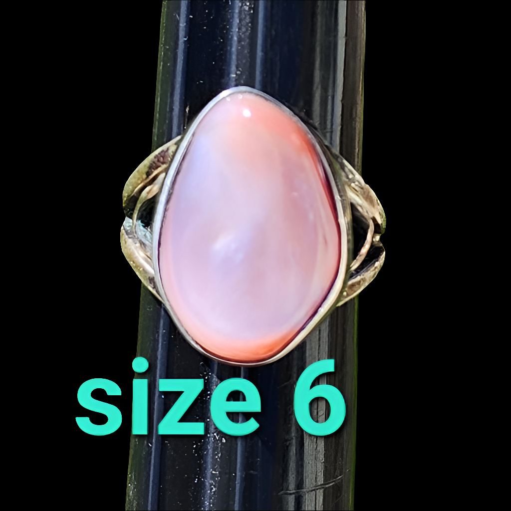Native American sterling silver ring with mother of pearl artist signed …