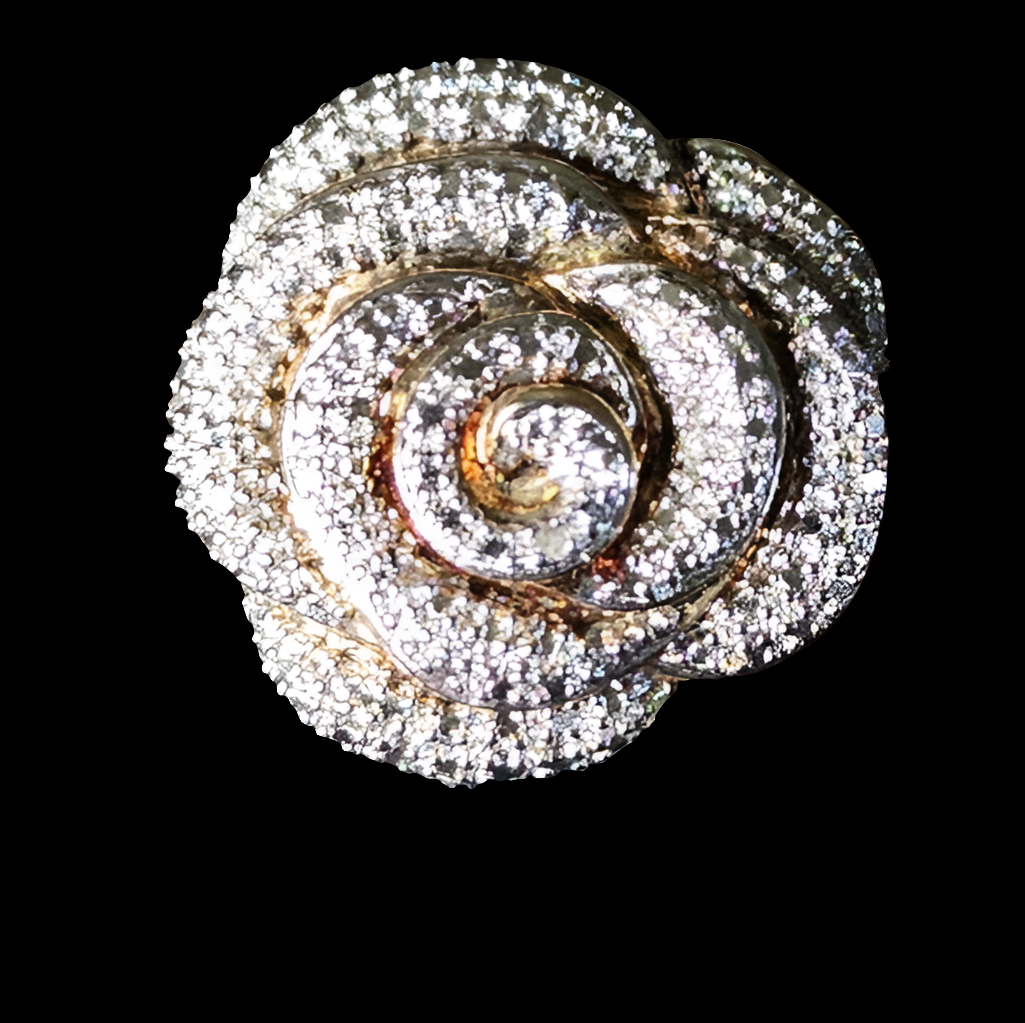 Floral sterling silver gold vermeil and one diamond size 9