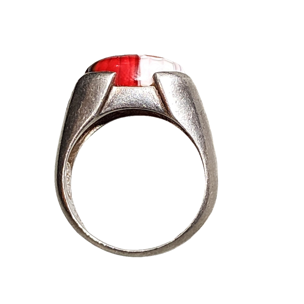 Alan K millefiori murano art glass jewelry sterling silver ring size 8.5