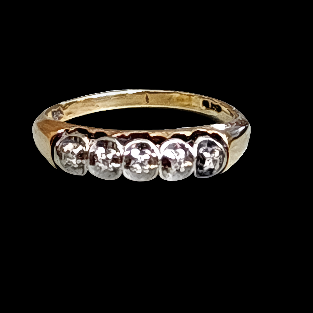 10k yellow gold dainty diamond ring wedding engagement antique jewelry sz 6.5