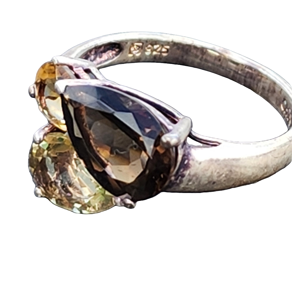 Sterling silver ring with natural smokey Quartz size 9.75 Fine Jewelry gemstones
