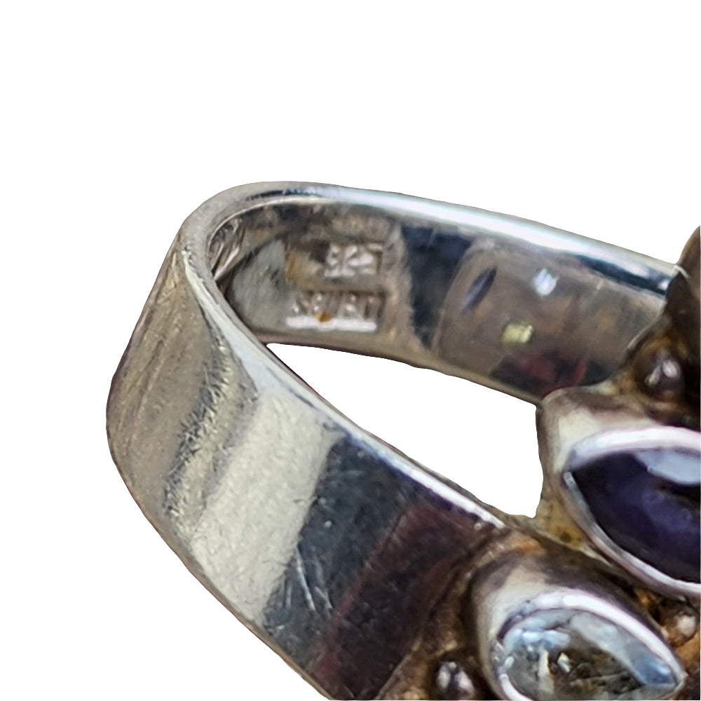 Sterling silver multi gem ring by Sajen size 10
