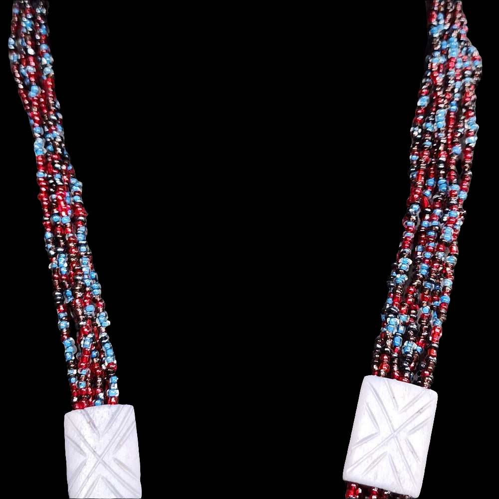 Fashion 7 strand handmade glass beaded necklace layer red blue beads