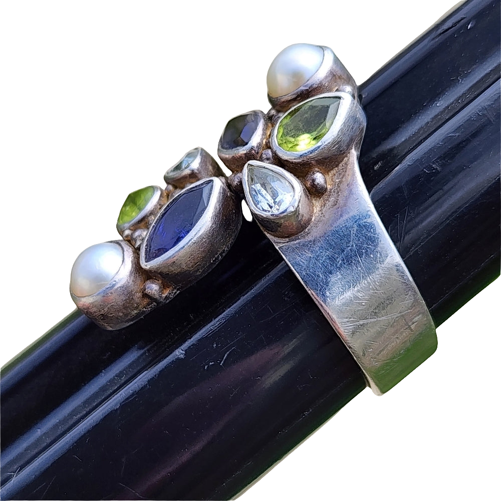 Sterling silver multi gem ring by Sajen size 10