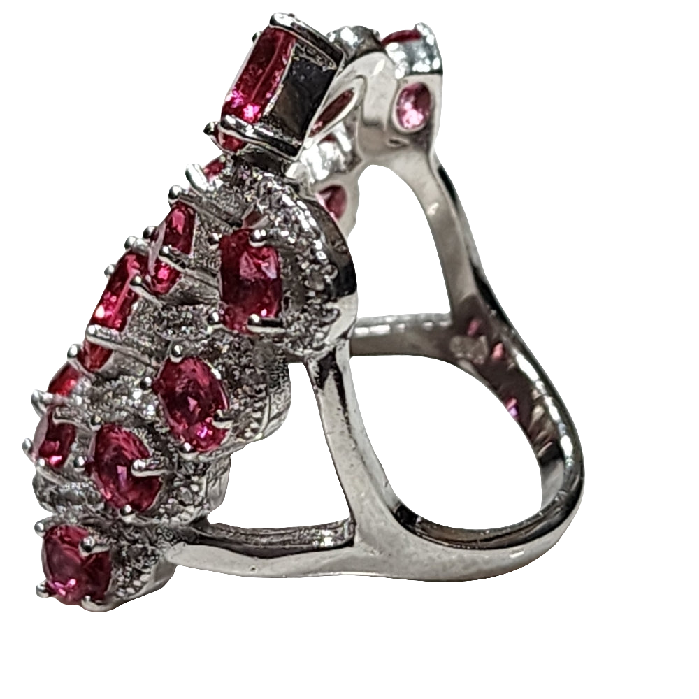 Sterling silver ring with pink and white stones size 6.5