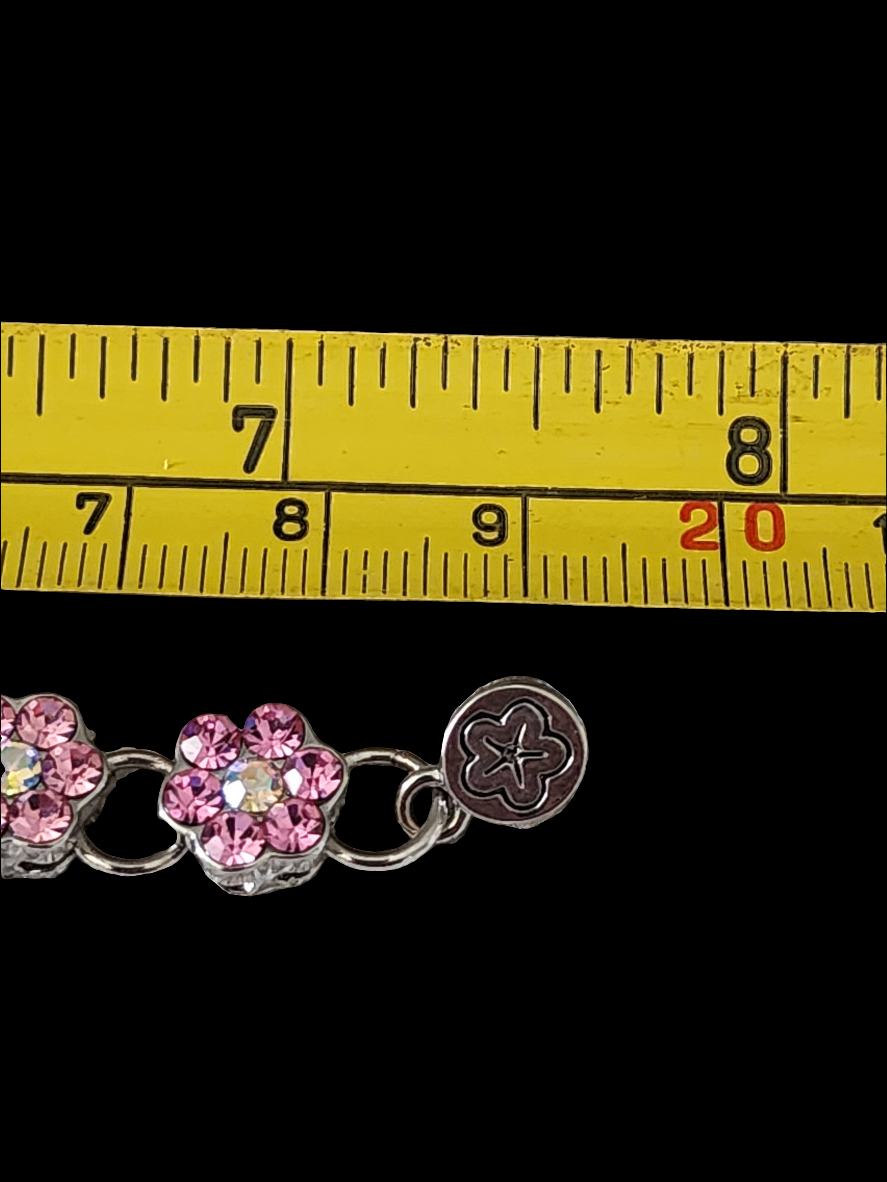 Rhinestone flower floral bracelet with pink blue