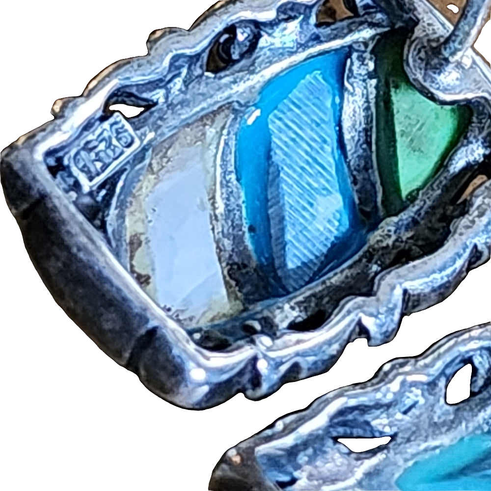 Sterling silver multi gemstone inlay post earrings southwestern jewelry
