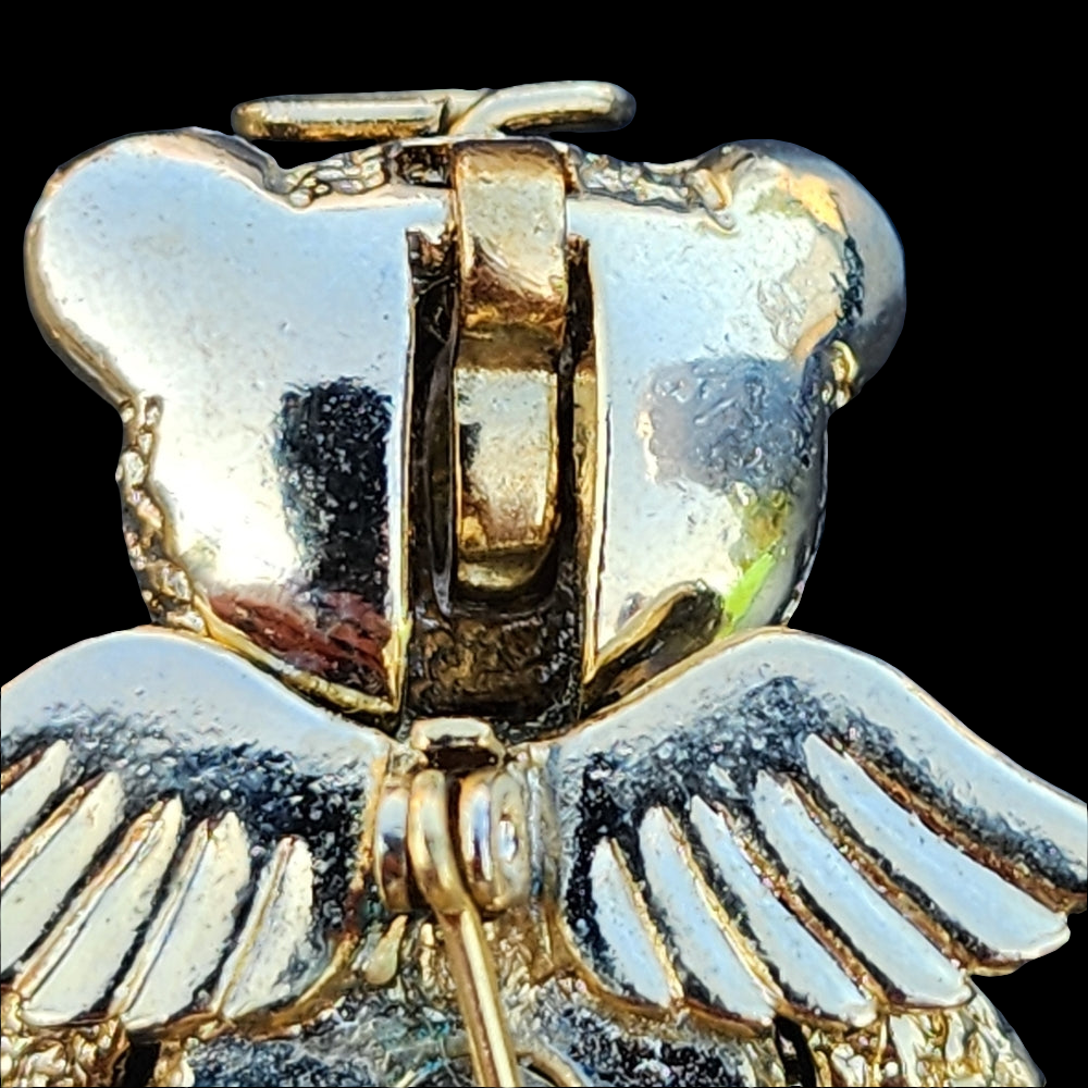 Batya vintage articulated teddy bear gold tone pendant brooch scarf pin jewelry