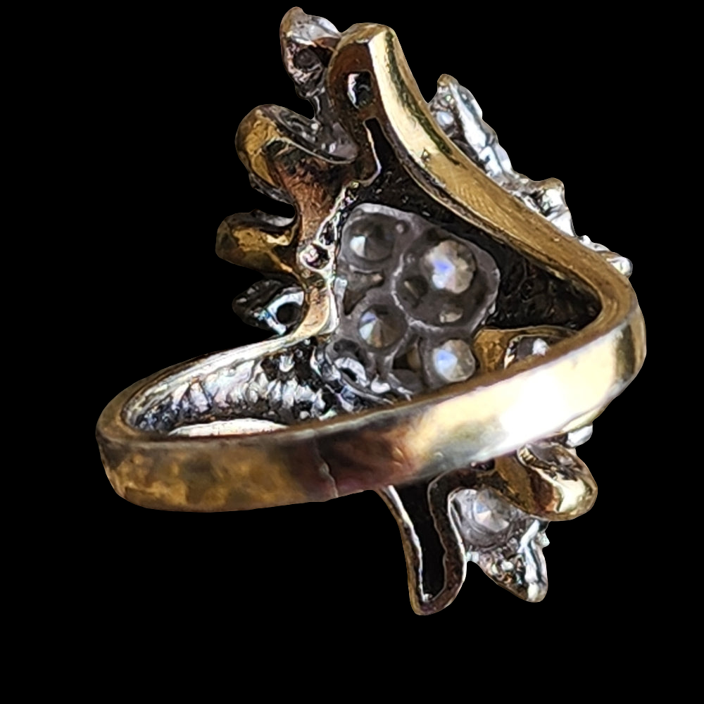Sterling silver gold vermeil waterfall cluster ring size 6.25 wedding engagement