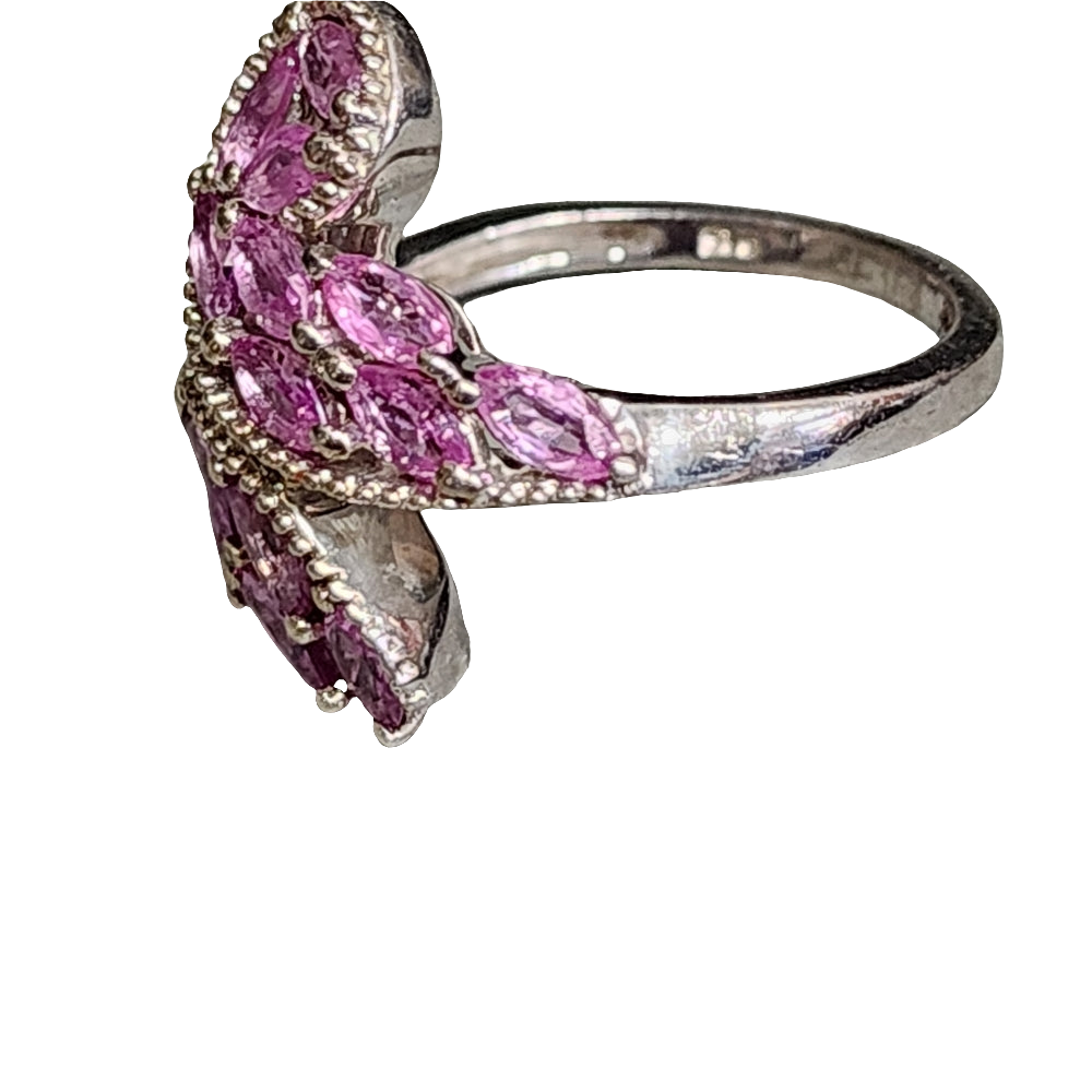 Quality sterling silver ring by STS pink stones size 8 jewelry
