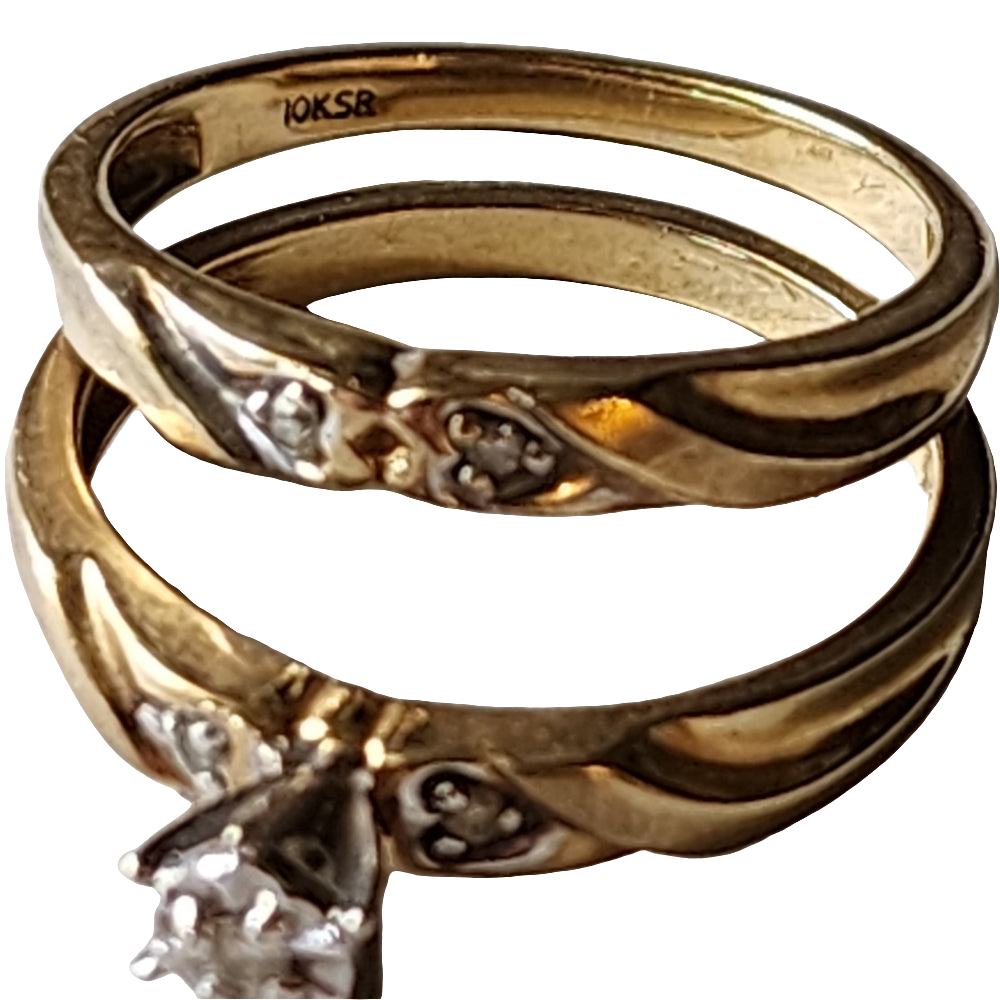 10K gold diamond bridal set size 7 wedding engagement band promise ring