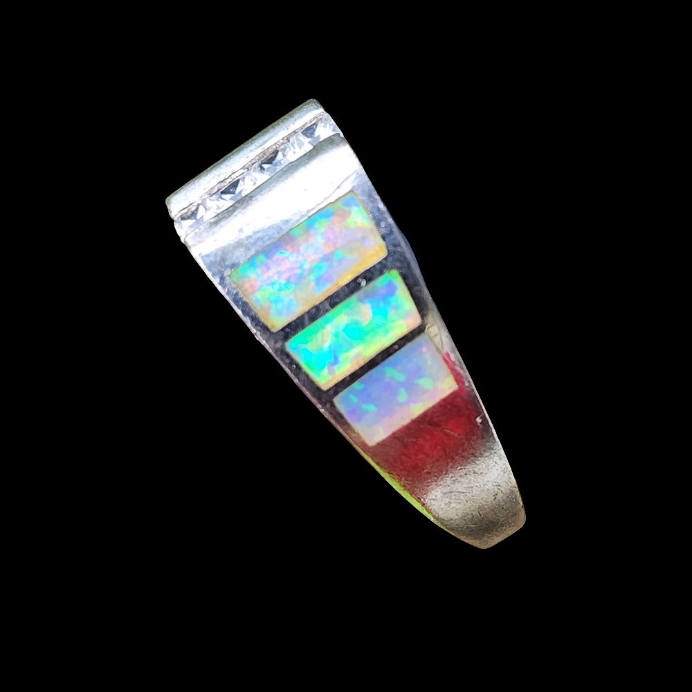 Sterling silver opal ring size 8 fine jewelry wedding band engagement