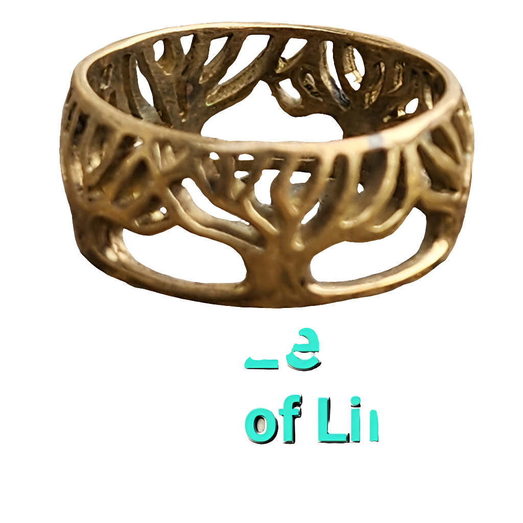 Sterling silver gold vermeil Tree of Life ring band size 8 unisex