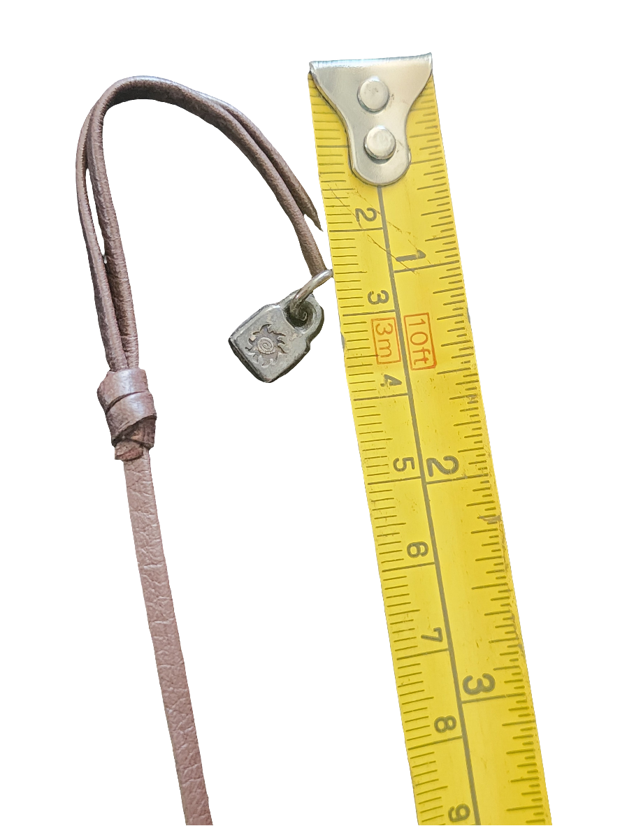 Uno de 50 mid century style pendant on leather cord is faux pearl unisex