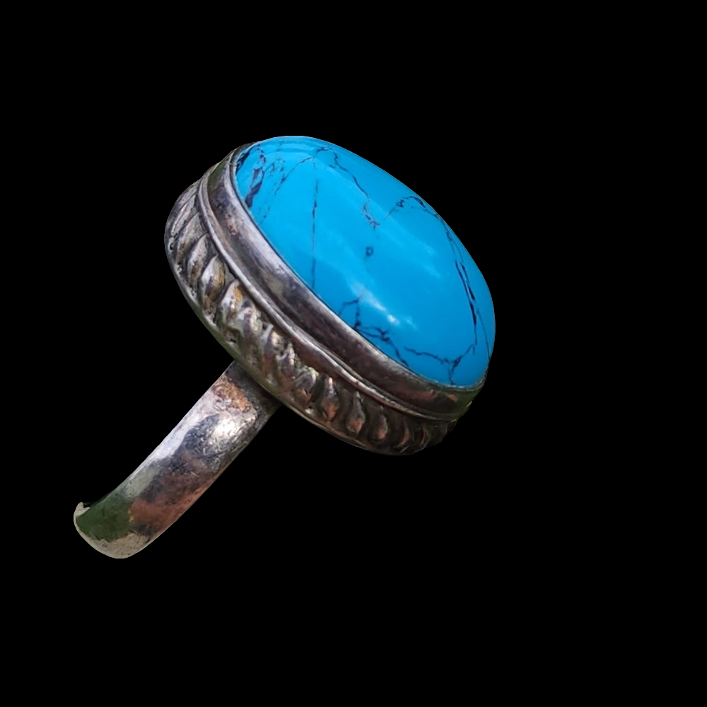Size 7 sterling silver ring with blue stone Southwest Style