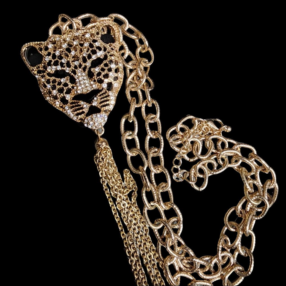 Cheetah jaguar leopard head long long pendant necklaces Is lot fashion jewelry