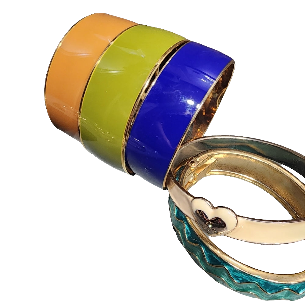 Costume fashion jewelry lot bracelets J crew enamel gold tone Hoop earrings