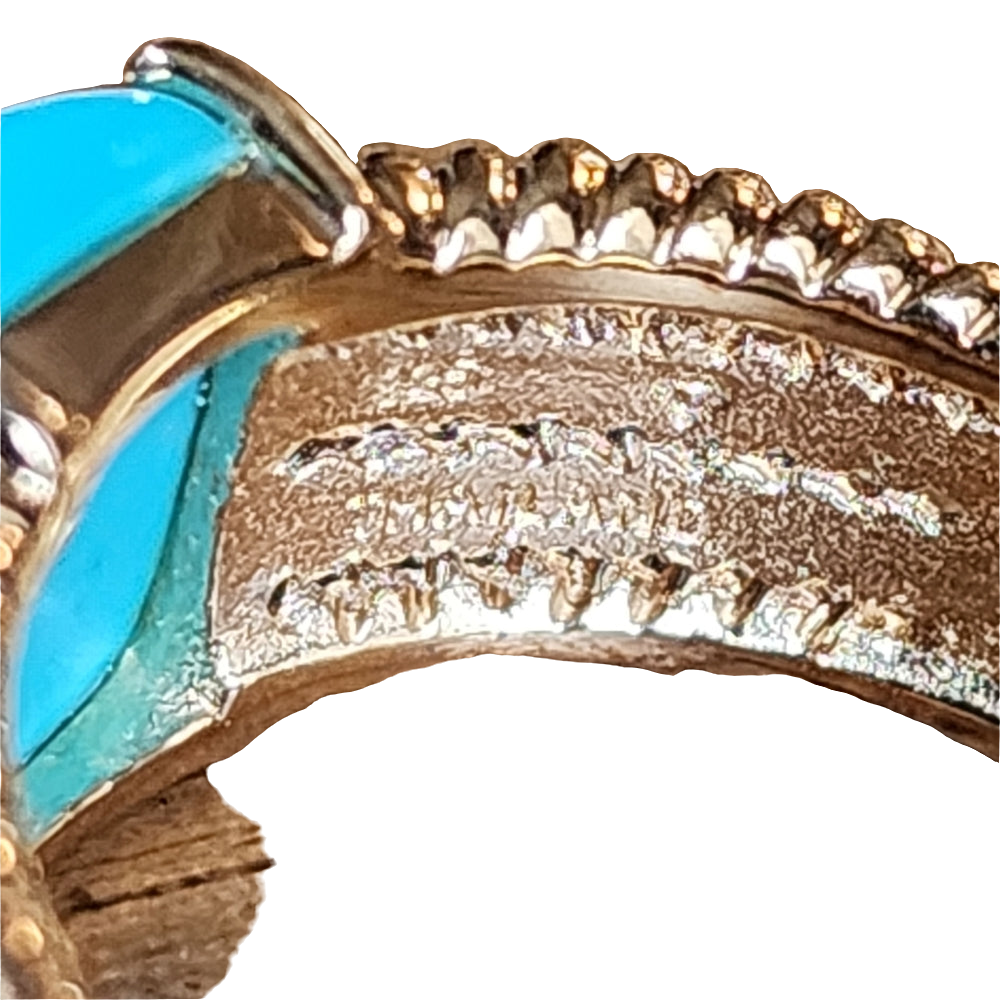 Sterling Silver Gold vermeil Turquoise Ring size 9.75 fine jewelry unisex