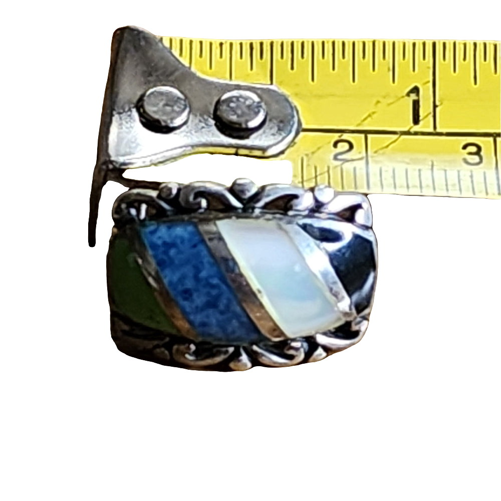 Sterling silver multi gemstone inlay post earrings southwestern jewelry