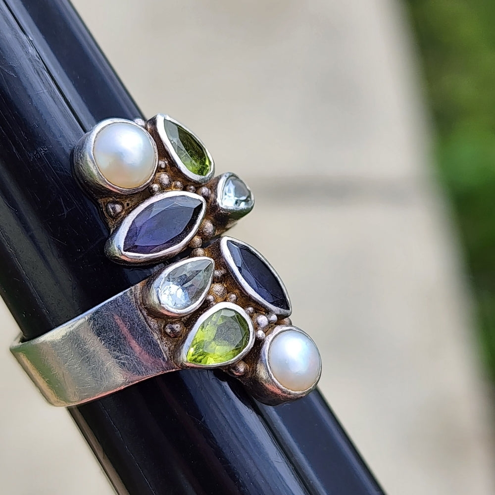 Sterling silver multi gem ring by Sajen size 10