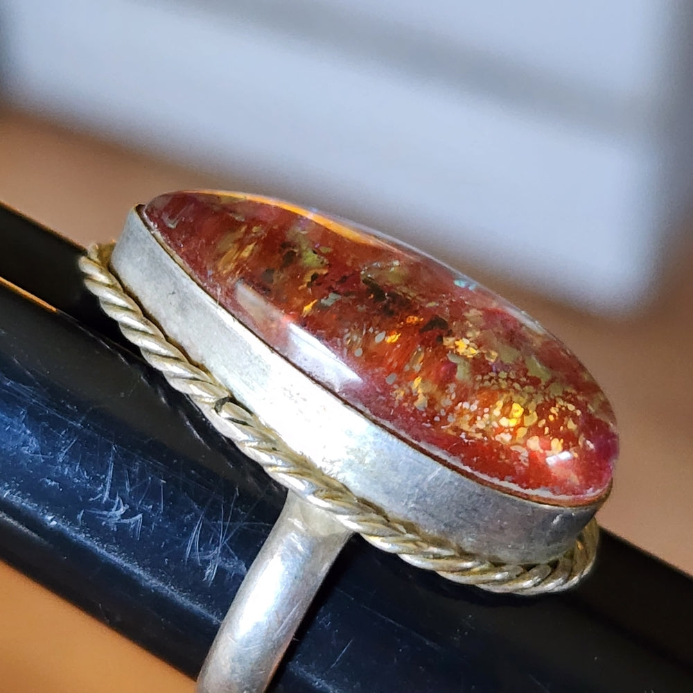Sterling silver dragon's breath ring size 8.5