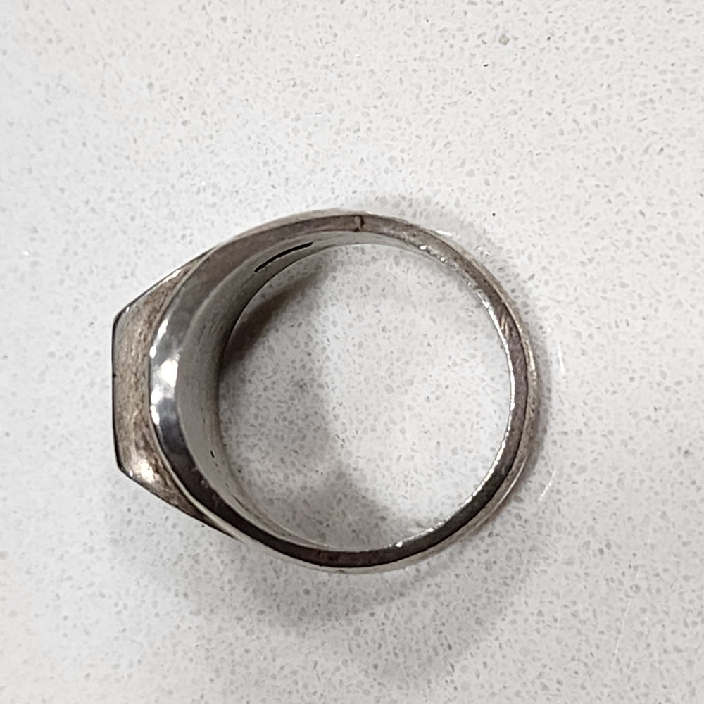 Vintage Mexican sterling silver ring with malachite size 9 unisex